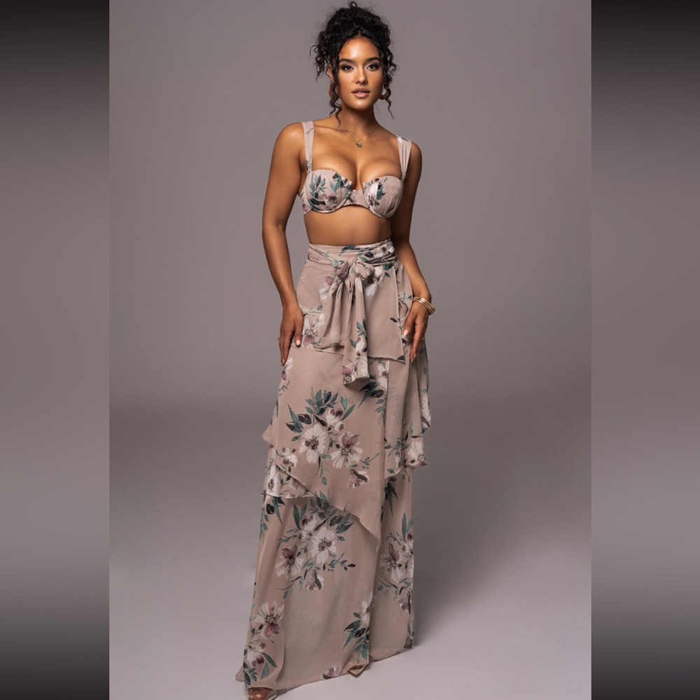 NEW! JLUXLABEL purple floral two-piece set
